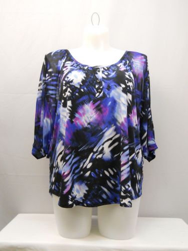 Style & Co Geometric Scoop Neck Dolman Sleeves Top Size XL