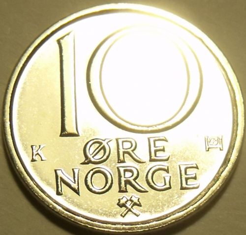 Gem Brilliant Unc Norway 1991 10 Ore~Last Year Ever Minted~Excellent~Free Ship