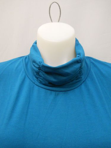 PLUS SIZE 3X Womens Knit Top SALON STUDIO Solid Teal Mock Turtle Neck Sleeveless