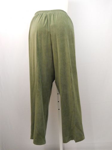 PLUS SIZE 24W Dress Pants ALFRED DUNNER Solid Olive Faux Suede Proportion Short