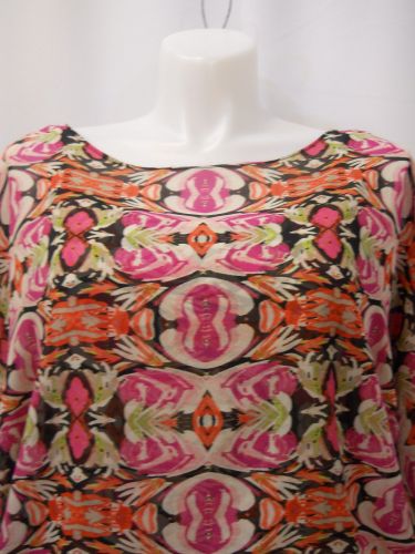 Alfani Blouse Plus Size 0X Pink Floral Boat Neck Kimono Sleeves Cami Lined