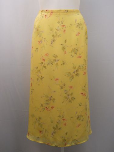 Lane Bryant Women’s Skirt Size 26/28 Yellow Floral Calf Length Lined Walk Slits