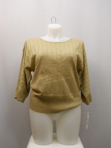 Elementz Gold Kimono Sleeves Scoop Neck Thin Acrylic Metallic Sweater Size XL