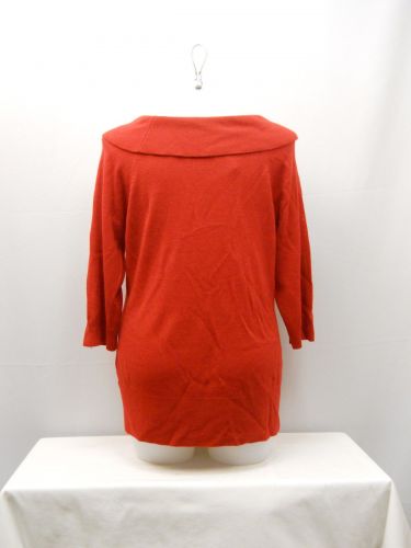 PLUS SIZE 1X Women Sweater SAG HARBOR Solid Red 3/4 Sleeve Marilyn Neck Pullover