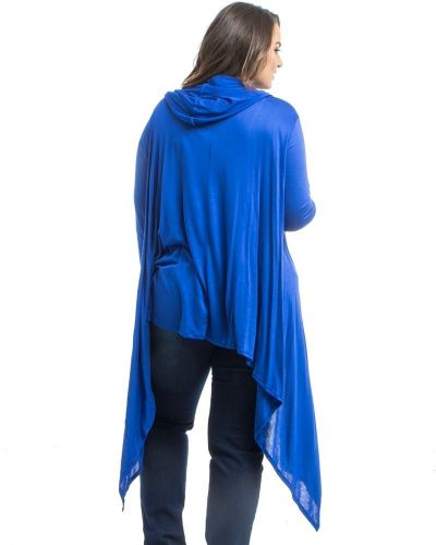 Black’N’Blue Blue Long Sleeves Open Neck Knit Wrap Hooded Cardigan Size 1XL-3XL