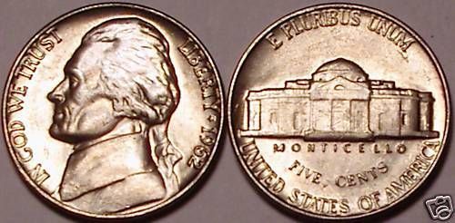 1962-P GEM UNCIRCULATED JEFFERSON NICKEL~FREE SHIPPING~