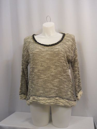 Jessica Simpson Women's Sweater Plus Size 1X Gray 3/4 Sleeves Scoop Neck Thin