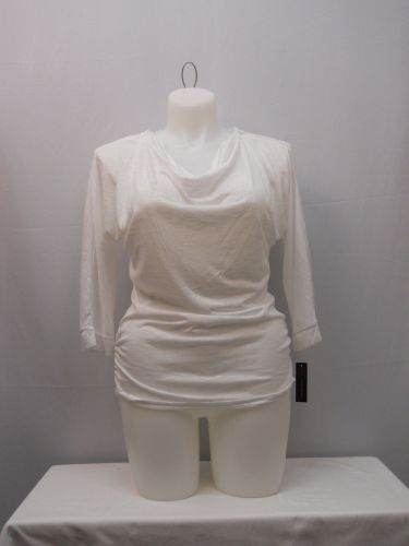 Knit Top Size XL NO BOUNDARIES Women’s Solid White Lace Back Cowl Neck