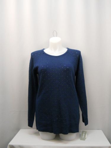 NY Collection Blue Long Sleeves Scoop Neck Sweater Size XL