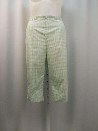 Alfred Dunner Women's Capris Size 20 Mint Green Checked Elastic Back Side Pocket