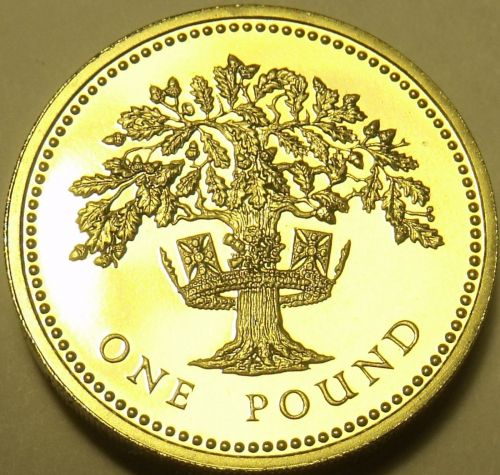 Gem Cameo Proof Great Britain 1987 Pound~Oak Tree~Edge Inscription~Free Shipping