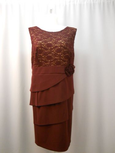 Connected Apparel Dress Plus Size 24W Burgundy Scoop Neck Sleeveless Formal