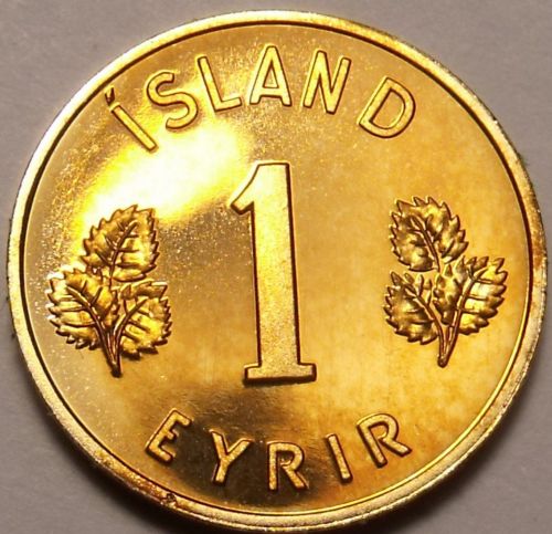 Rare Proof Iceland 1966 Eyrir~Only 15,000 Minted~Last Year Ever~Free Shipping