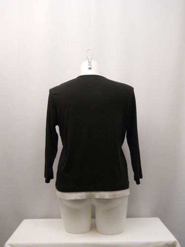 White Stag Tee Women&rsquo;s Knit Top Size XL 3/4 Sleeves Layered Look 100% Cotton