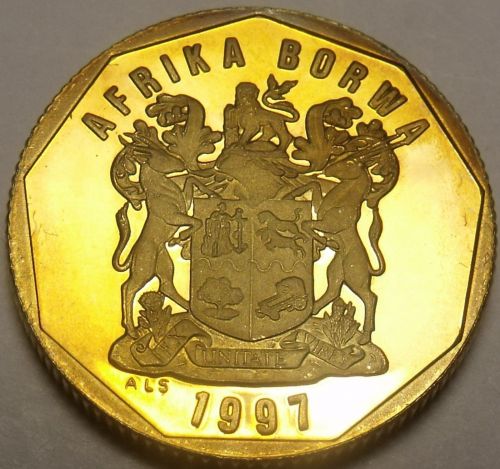 Rare Proof South Africa 1997 50 Cents~Only 3,596 Minted~AFRICA BORWA~Free Ship