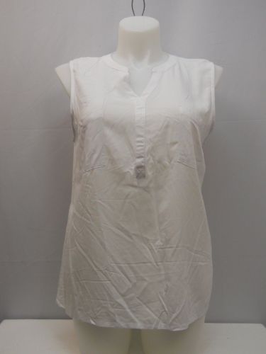 SIZE 20 XXL Womens Woven Top FADED GLORY Solid White Y Neck Sleeveless Pullover