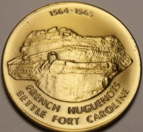 Massive 51mm Fort Caroline National Memorial Medallion~France Claims Florida~F/S