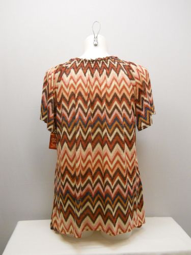 PLUS SIZE 2X Womens Tunic Top FADED GLORY Chevron Print Scoop Neck Short Sleeves