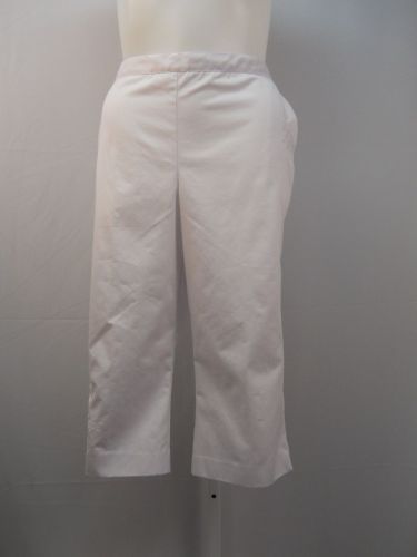 Alfred Dunner White Embroidered Pocket/Cuff Elastic Straight Legs Capris Size 20