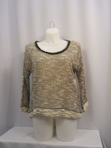 Jessica Simpson Women's Sweater Plus Size 1X Gray 3/4 Sleeves Scoop Neck Thin