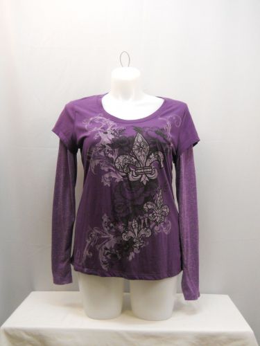 Appropriate Behavior Purple Long Sleeves Scoop Neck Mock Layer T-Shirt Size XL