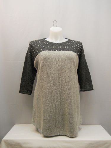 Style & Co Studded 3/4 Sleeves Scoop Neck Textured Knit Tunic Top Size 0X