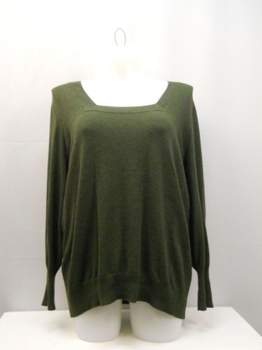 Lane Bryant Army Green Long Sleeves Square Neck Sweater Size 26/28