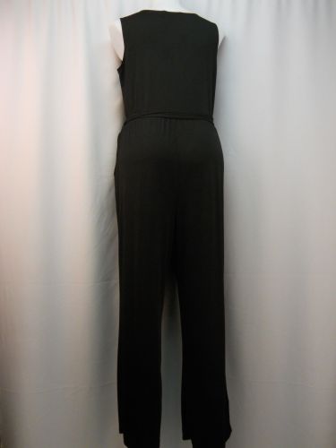 NY Collection Women's Black Sleeveless Surplice Wide Leg Belted Jumpsuit Size 1X