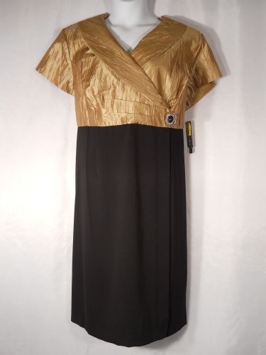 Dana Kay Wing Collar Black/Gold Evening Prom Formal Holiday Dress Plus Size 22W