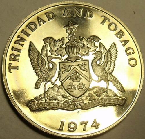 Rare Proof Trinidad & Tobago 1974 Dollar~Coerico Bird~14,000 Minted~Free Ship