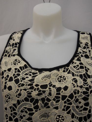 SIZE XL Womens Tank Cami Top FRENCH LAUNDRY Black Crochet Lace Overlay Sleeveles