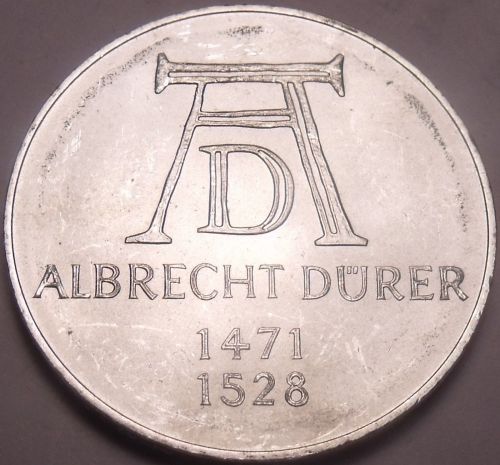 Large Unc Silver Germany 1971-D 5 Mark Coin~500th Anniversary Of Albrecht Durer~