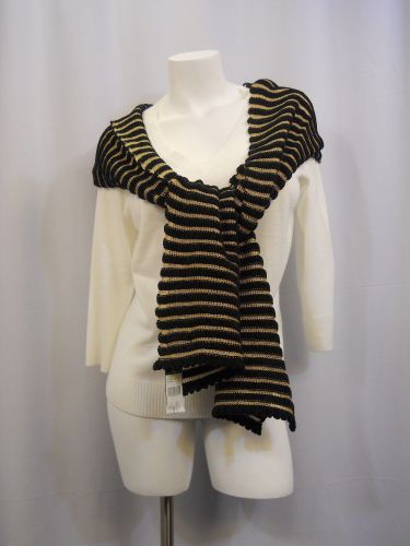 Lauren Ralph Lauren Gold Striped Black/Beige Winter Warm Scarfs 70”X 12”