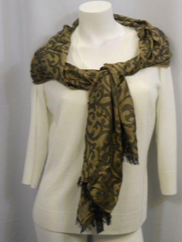 Style &Co Women's Scarf 70”X 22” Brown Straw Paisley Wrap Shawl Stole 100% Modal