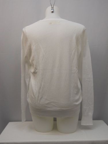 Faded Glory Womens Knit Cardigan Size 20 Solid White Boyfriend Cut Long Sleeves