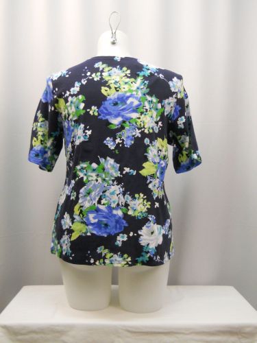 Charter Club Tunic Knit Top Plus Size 1X Women's Floral Boat Neck Short Sleeves