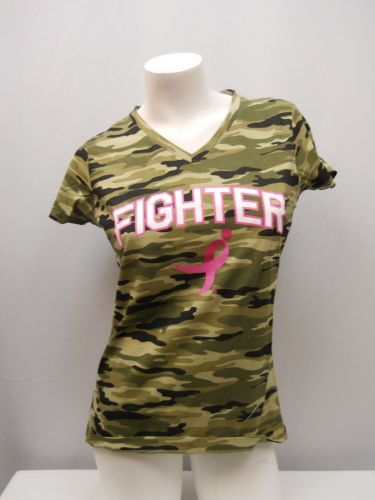 Susan G Komen Women’s T-Shirt Size M Breast Cancer Awareness Camouflage 100% Cot