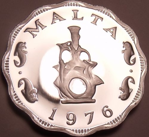 Rare Proof Malta 1976 5 Mils~Earthen Lampstead~Only 26,000 Minted~Free Shipping