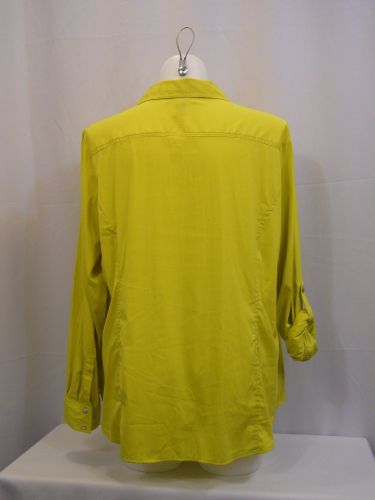 Style & Co Blouse Plus Size 3X Olive Button Down Shirt Long Roll Tab Sleeves