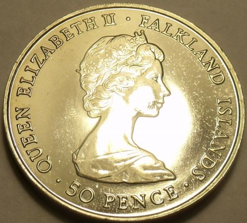 Massive Falkland Islands 1980 50 Pence~The Queens 80th Birthday~Free Shipping