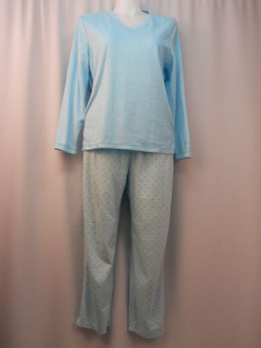 Soft Sensations Fleece Blue Polka Dots Sleep Top & Pant Lounge/PJ’s Plus Size 2X