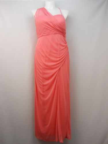 Onyx Nite Women’s Formal Evening Dress Plus Size 18W Coral Chiffon Jeweled Ruche