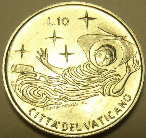 Rare Vatican 1969 F.A.O. 10 Lire~100,000 Minted~Angel In Flight~Free Shipping