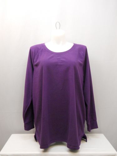 PLUS SIZE 3X Womens Sweat Shirt DANSKIN Solid Purple Microfleece Crew Neck