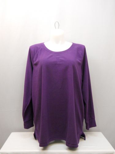 PLUS SIZE 3X Womens Sweat Shirt DANSKIN Solid Purple Microfleece Crew Neck