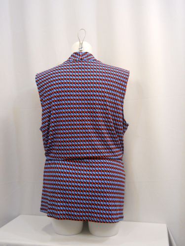 Calvin Klein Top Plus Size 3X Blue Geometric Draped Neck Sleeveless Peplum