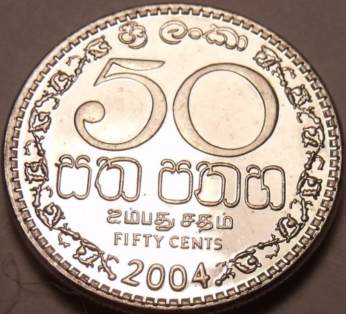 Gem Uncirculated 2004 Sri Lanka(Ceylon) 50 Cents~Awesome~Free Shipping