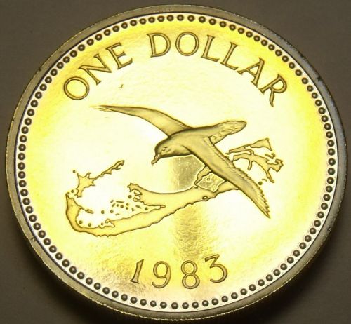 Rare Proof Bermuda 1983 Dollar~Bird Flying Over Bermuda~6,474 Minted~Free Ship