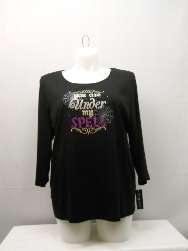 Plus Size 3X Women’s Knit Top KAREN SCOTT Solid Black You are under my spell