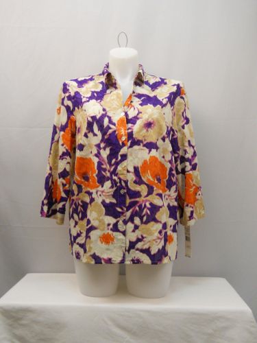 SIZE 20 Womens Button Down Shirt ALFRED DUNNER Floral 3/4 Sleeves 100% Cotton